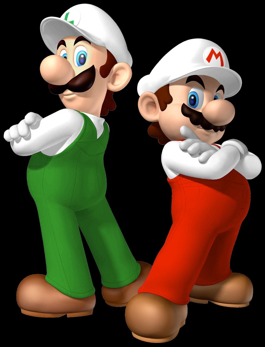 Mario and Luigi Standing side by side